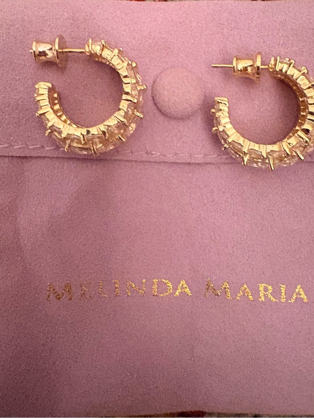 Melinda Maria Huggie Earrings NWOT - Picture 2 of 2
